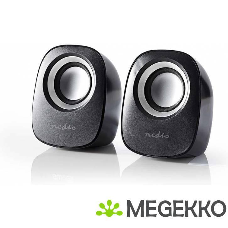 PC-Speaker | 2.0 | 12 W | 3,5 mm Jack | Zwart/Zilver, Computers en Software, Overige Computers en Software, Nieuw, Verzenden