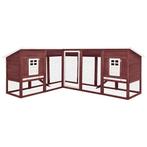 vidaXL Konijnenhok voor buiten met ren massief vurenhout, Dieren en Toebehoren, Knaagdieren en Konijnen | Hokken en Kooien, Verzenden