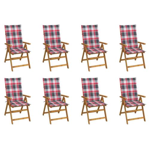 vidaXL Tuinstoelen 8 st inklapbaar met kussens massief, Tuin en Terras, Tuinstoelen, Nieuw, Verzenden