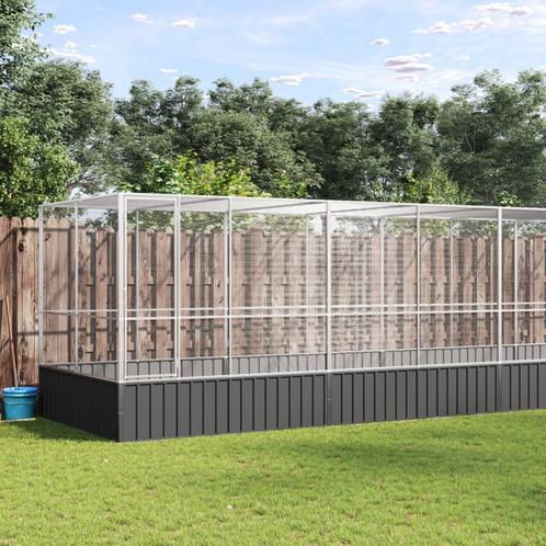 vidaXL Volière met verlengstuk 1246x207x212 m staal, Dieren en Toebehoren, Vogels | Toebehoren, Nieuw, Verzenden