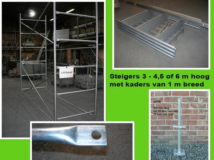Steigers 3 - 4,5 of 6m hoog - met kaders 1m breed - stelling, Doe-het-zelf en Bouw, Steigers, Gevelsteiger, Nieuw, 5 meter of hoger