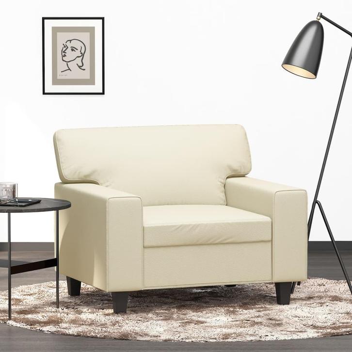 vidaXL Fauteuil 60 cm kunstleer crèmekleurig, Huis en Inrichting, Zetels | Zetels, Nieuw, Verzenden