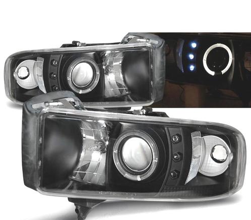 PHARES POUR DODGE RAM 94-01 LED ANGEL EYES NOIR, Auto-onderdelen, Verlichting, Verzenden