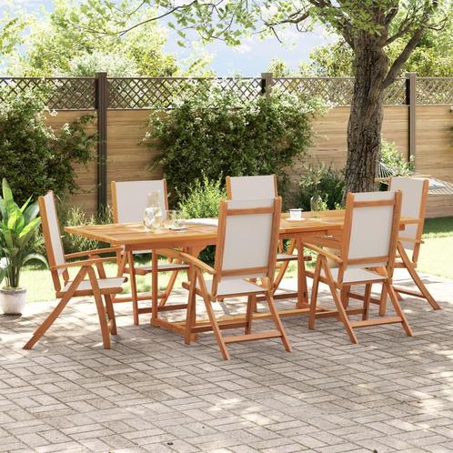 vidaXL 7-delige Tuinset massief acaciahout en textileen, Tuin en Terras, Tuinsets en Loungesets, Tuinset, Nieuw, Verzenden