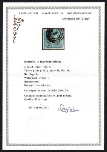 Denemarken 1852 - Wapen 2 Ringbankskilling blauwe ringen 1 beschikbaar voor biedingen