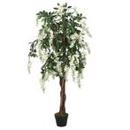 vidaXL Kunstplant wisteria 840 bladeren 120 cm groen en wit, Verzenden