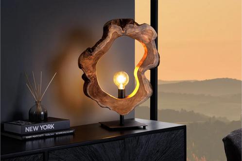 Tafellamp Organic Artwork 55cm Natuurlijk Teakhout - 44683, Huis en Inrichting, Lampen | Tafellampen