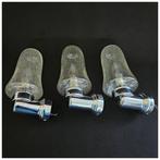 Lampe murale - Chrome, Verre - Ensemble vintage de trois