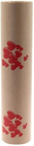 Kraftpapier Inpakpapier Rood Hartjes 50 cm x 125 meter, Nieuw