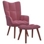 vidaXL Relaxstoel met voetenbank fluweel roze, Verzenden