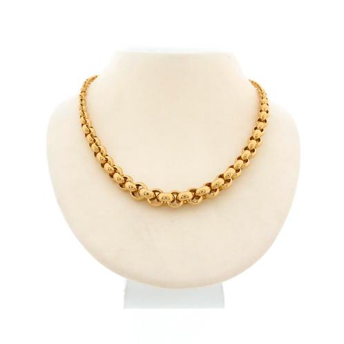 8 Krt. Jasseron schakel ketting | 42,5 cm (exclusief), Handtassen en Accessoires, Antieke sieraden, Goud, Ophalen of Verzenden