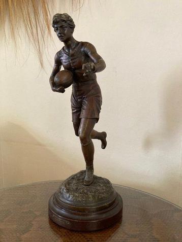 guillemin - Beeld, Le rugby - 40 cm - Zinklegering