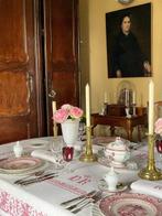 (7) Table linen with 6 napkins - Housse de table - 240 cm -, Antiquités & Art
