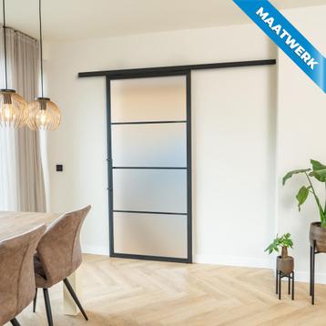 Stalen Schuifdeur met koofsysteem 4 Vlaks Maatwerk Mat glas beschikbaar voor biedingen