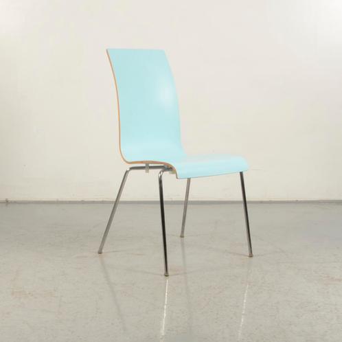 Kantinestoel Frontseat - Lichtblauw - 4-poot onderstel, Huis en Inrichting, Stoelen, Gebruikt, Ophalen of Verzenden