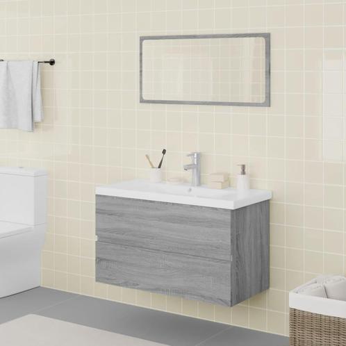 vidaXL Badkamermeubelset bewerkt hout grijs sonoma, Huis en Inrichting, Badkamer | Badkamermeubels, Nieuw, Verzenden