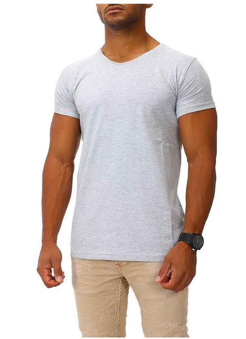 Tweedekans | JOE FRANKS T-shirt High V-hals Grijs Melange –, Kleding | Dames, T-shirts, Ophalen of Verzenden