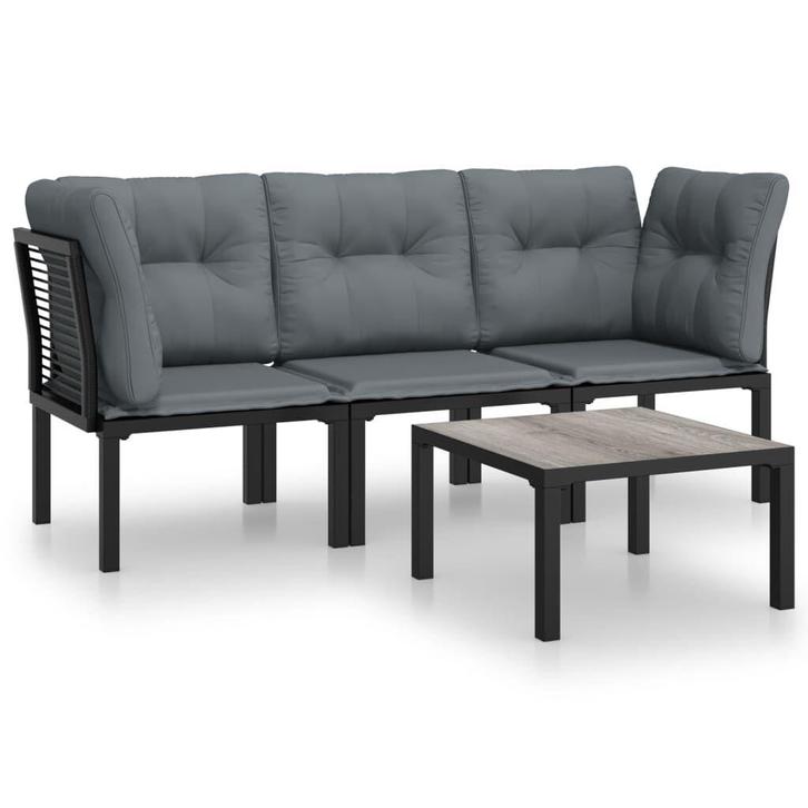Loungeset Poly Rattan Zwart | Retour Deal 60% Korting!, Tuin en Terras, Tuinsets en Loungesets, Nieuw, Rotan, Loungeset, 3 zitplaatsen