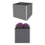 vidaXL Plantenbak verhoogd 100x100x91 cm HKC grijs, Tuin en Terras, Verzenden, Nieuw
