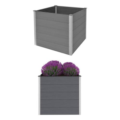 vidaXL Plantenbak verhoogd 100x100x91 cm HKC grijs, Tuin en Terras, Bloempotten, Nieuw, Verzenden