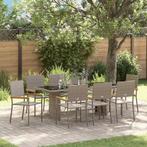 vidaXL Tuin Eettafel Set 9 pcs Grijs poly rattan, Tuin en Terras, Tuinstoelen, Verzenden, Nieuw