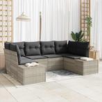 vidaXL Tuinbank Set met kussen 6 pcs Lichtgrijs Poly rattan, Tuin en Terras, Verzenden, Nieuw