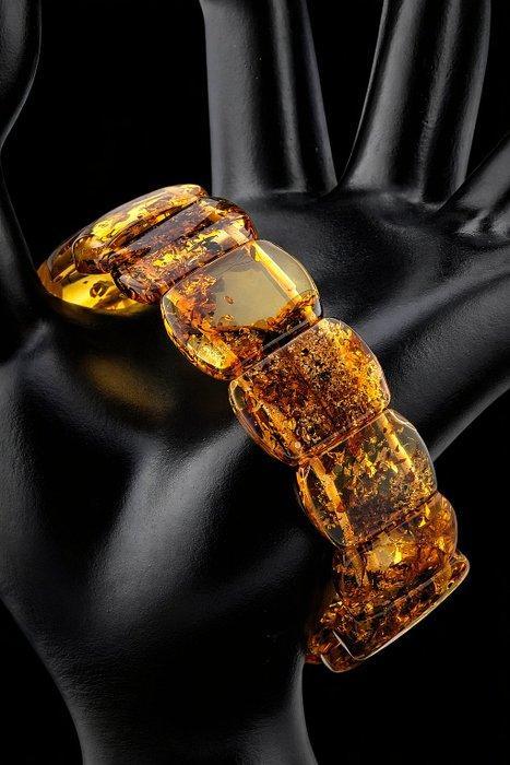 Bracelet élastique élégant en ambre balte – Panneaux miel, Antiek en Kunst, Curiosa en Brocante