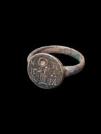 Byzantijns Extreem Rare Seal Ring, Antiek en Kunst