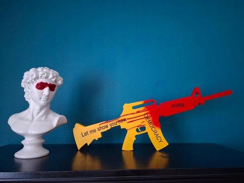 ELEMENTAL - M16 - Let me show you how Democracy works, Antiek en Kunst, Kunst | Schilderijen | Modern