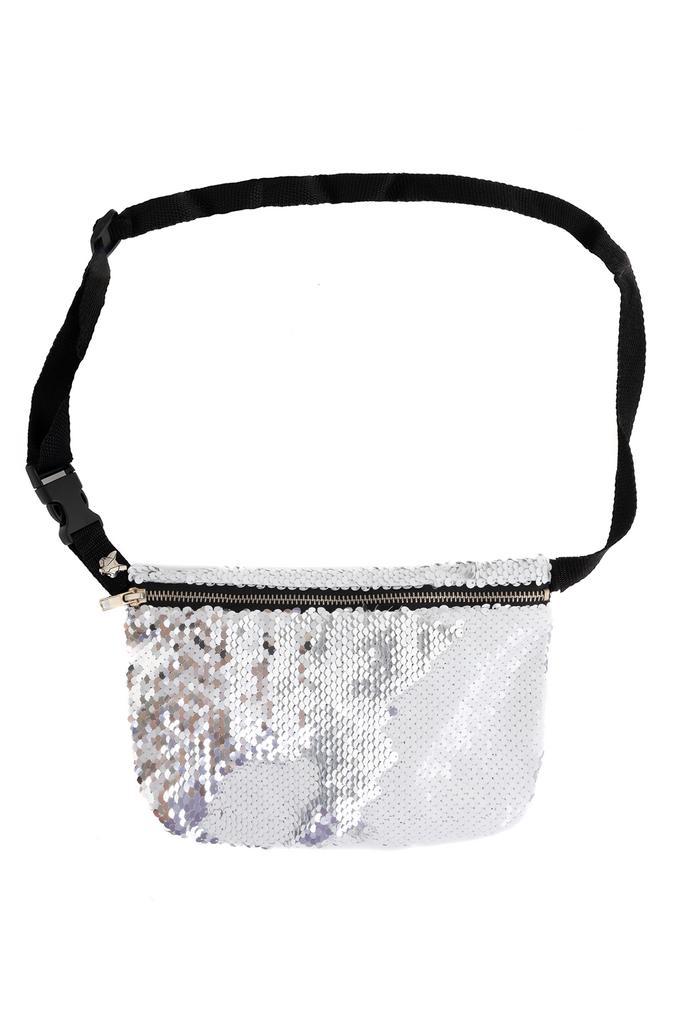 Grote Heuptas Pailletten Wit Zilver Heuptas Sequin Tas Merma, Handtassen en Accessoires, Tassen | Damestassen, Nieuw, Ophalen of Verzenden