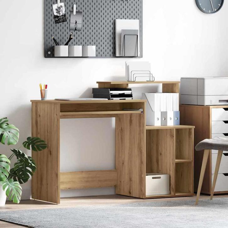vidaXL Bureau met Opslag artisanaal eikenkleurig 120.5 x 44, Huis en Inrichting, Bureaus, Nieuw, Verzenden