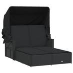 Zwart Poly Rattan Ligbed 2-persoons | Retour Deal -40% |..., Verzenden, Nieuw, Kunststof, Verstelbaar