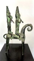 sculptuur, Cavalier à cheval avec sa monture - 41 cm - Brons, Antiquités & Art