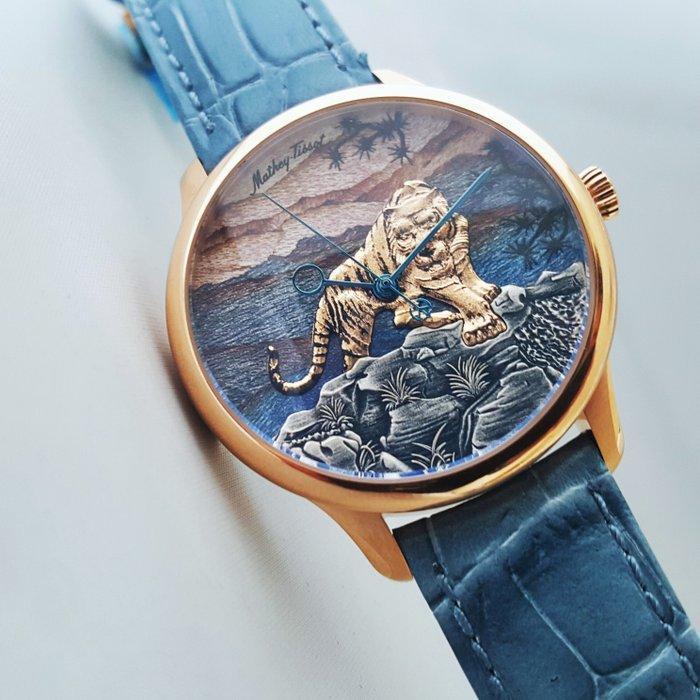 Mathey-Tissot - TIGER - Handcrafted 18K Gold - Swiss, Handtassen en Accessoires, Horloges | Heren