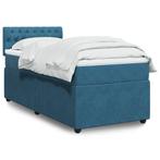 vidaXL Boxspring met matras fluweel blauw 80x200 cm, Verzenden, Nieuw