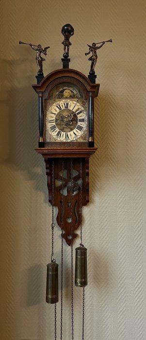 Horloge murale - Warmink Design néerlandais Bois, Laiton -, Antiek en Kunst, Antiek | Klokken