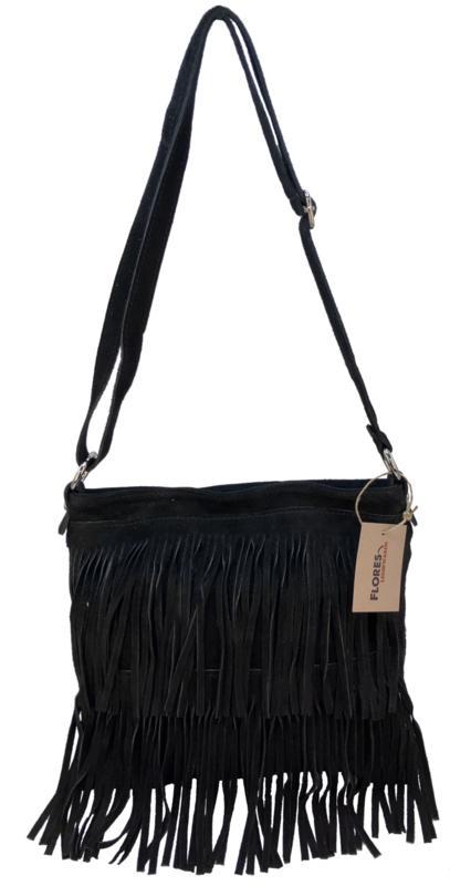 Back to the Sixties Suede Franje tas (zwart), Handtassen en Accessoires, Tassen | Schoudertassen, Verzenden