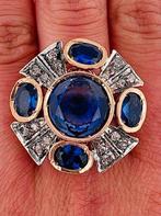 Zonder Minimumprijs - Ring - 9 kt. Roségoud, Zilver Saffier, Nieuw