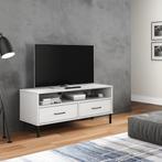 vidaXL Meuble TV avec pieds en métal Blanc Bois de pin, Neuf, Verzenden