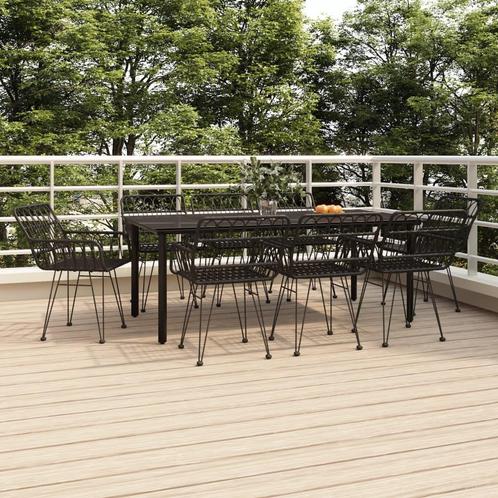 vidaXL 9-delige Tuinset poly rattan zwart, Tuin en Terras, Tuinsets en Loungesets, Tuinset, Nieuw, Verzenden