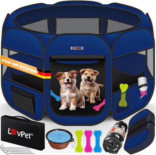 LOVPET® Puppyren - Hondenren - 64x125x125cm - Blauw, Dieren en Toebehoren, Overige Dieren-accessoires, Verzenden