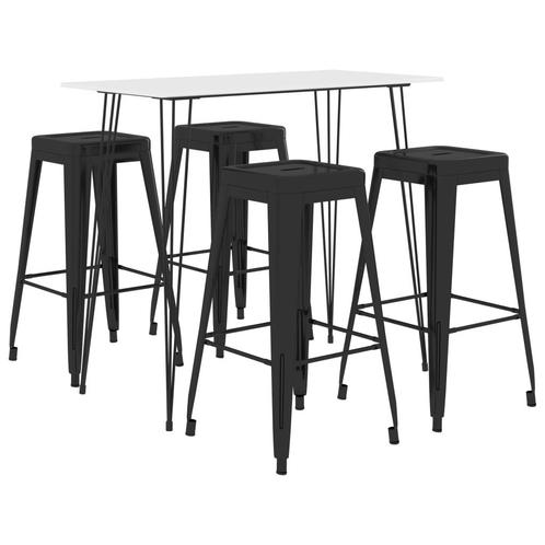 vidaXL 5-delige Barset wit en zwart, Huis en Inrichting, Complete eetkamers, Nieuw, Verzenden
