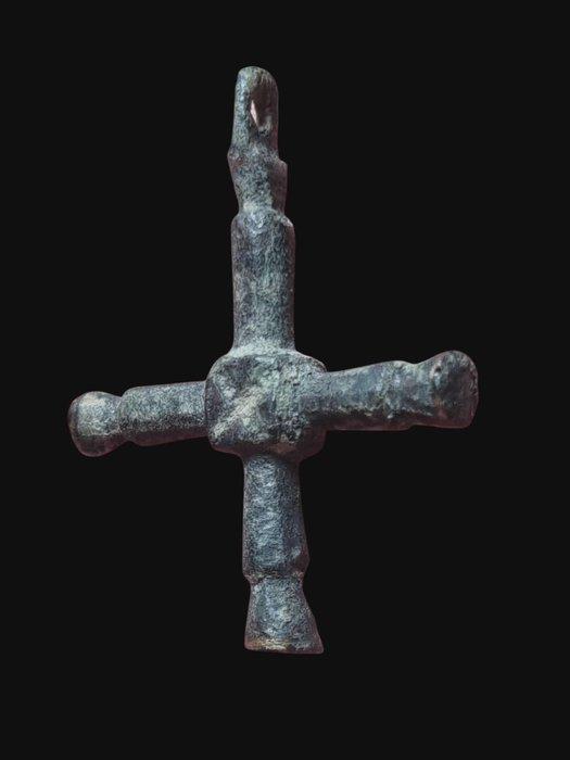 Middeleeuwen, kruisvaardersperiode Brons, Top Cross Hanger, Antiek en Kunst, Antiek | Overige Antiek