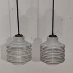 Plafondlamp - Glas, Messing - Twee hanglampen, Antiek en Kunst