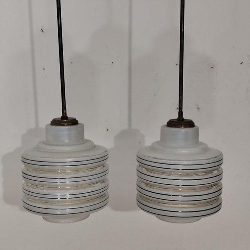 Plafondlamp - Glas, Messing - Twee hanglampen, Antiek en Kunst, Kunst | Designobjecten