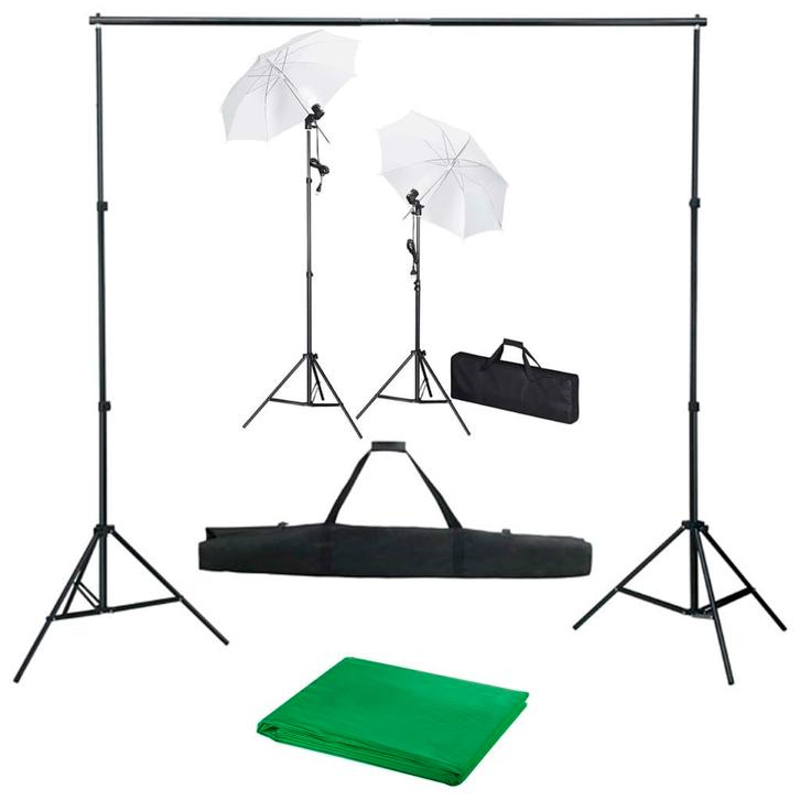 vidaXL Fotostudioset met achtergrond, lampen en paraplus, TV, Hi-fi & Vidéo, Photo | Studio photo & Accessoires, Envoi