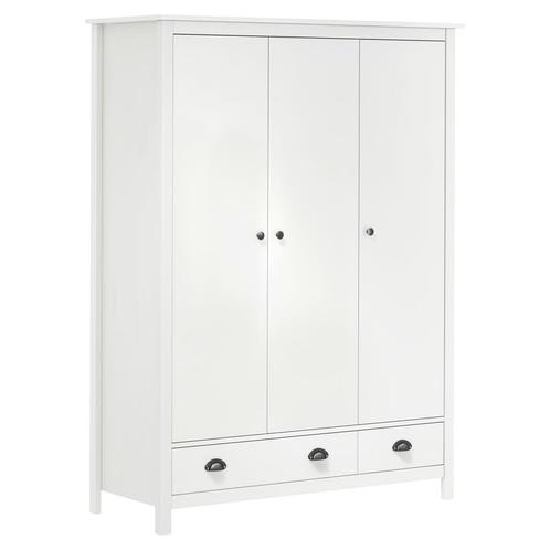 vidaXL Garde-robe à 3 portes Hill Blanc 127x50x170 cm, Maison & Meubles, Armoires | Penderies & Garde-robes, Neuf, Envoi