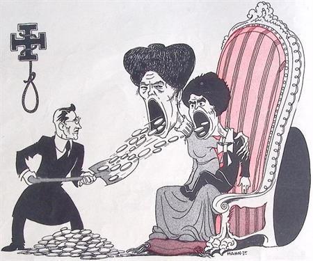 Spotprent over de Habsburg in Oostenrijk (lijst optie), Antiek en Kunst, Kunst | Litho's en Zeefdrukken, Verzenden