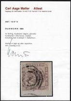 Danemark 1854/1864 - Blason 16sk Violet - Avec certificat, Gestempeld