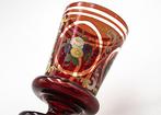 Antique Bohemian Red Hand-painted Glass Vase 1850 - Vaas -